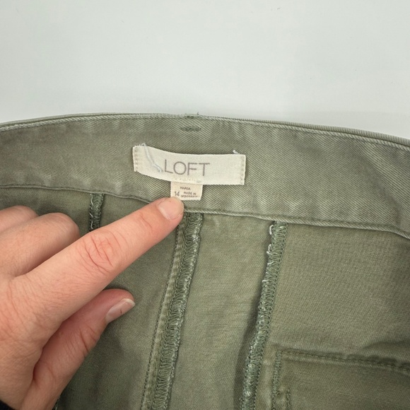 Loft Jeans Women 14 Green Skinny Stretch Denim Mid Rise Frayed Hem Pockets - Picture 7 of 13